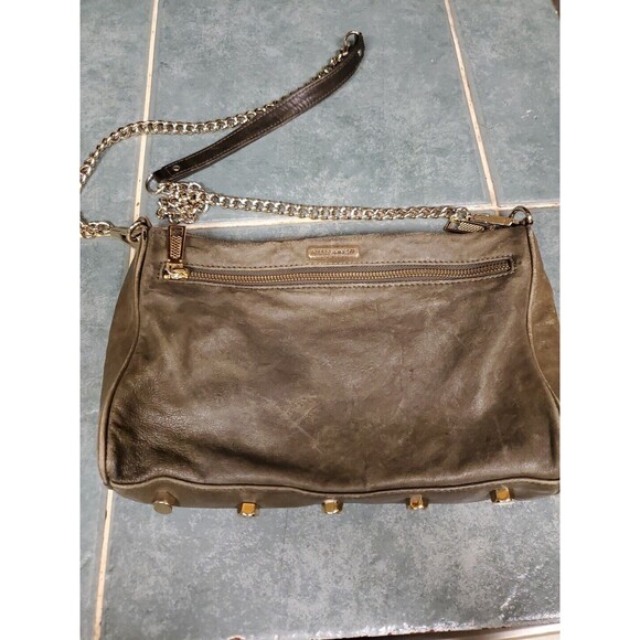 Rebecca Minkoff Crossbody Brown Bag Purse 3 Gold Zippers Detachable Chain Strap - Picture 2 of 8